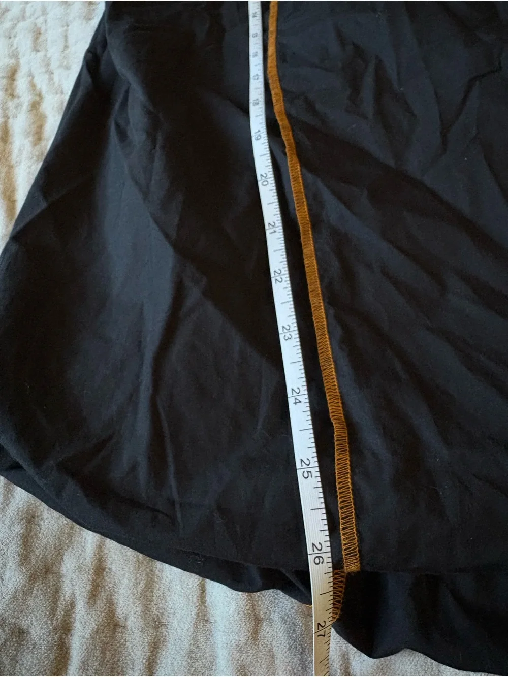 BASERANGE The Turn Skirt In Black Organic Cotton Contrast Stitch Twisted Seams